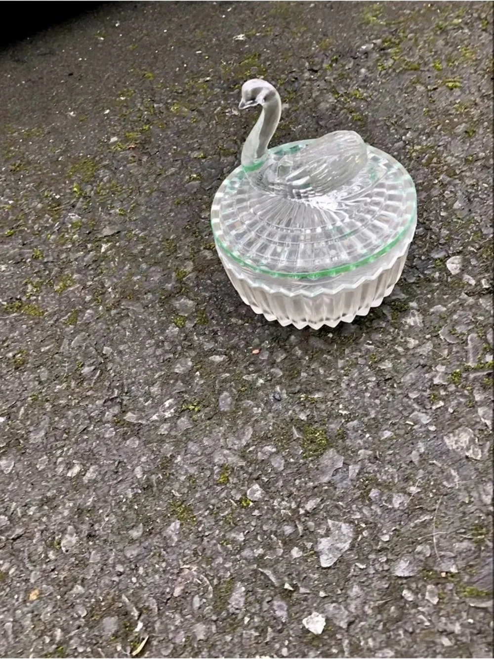 Clear Glass Swan Covered Trinket Dish - Decorative Home Accent
